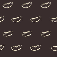 Hot Dogs Background. Hotdogs Seamless Pattern