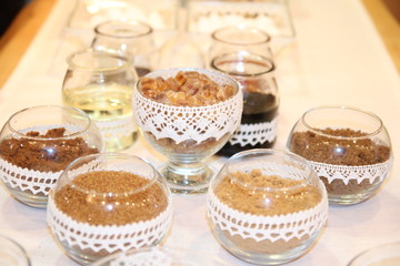 bowl with brown sugar. lace