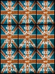 Photo collage of various Keep Calm Messages