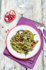 roasted snap green beans with Pomegranate