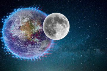 Obraz na płótnie Canvas Earth and moon
