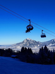 Fototapeta na wymiar cabin lift in winter at ski resort