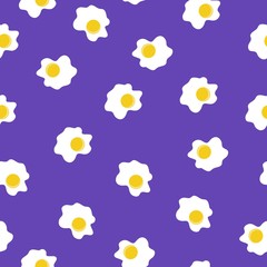 Fried egg seamless pattern. Egg background. World egg day.