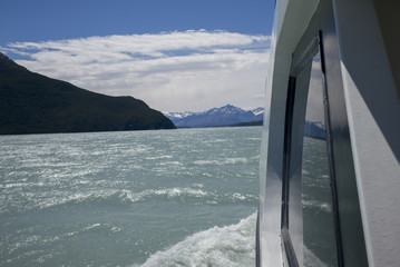 Tourboat in the Lake Argentino, Los Glaciares National Park, San