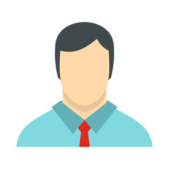 Male avatar with shirt and tie icon in flat style isolated on white background. People symbol vector illustration