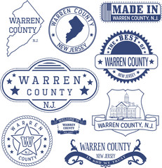 Fototapeta premium Warren county, NJ, generic stamps and signs