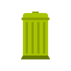 Eco dustbin icon in flat style isolated on white background. Ecology symbol vector illustration