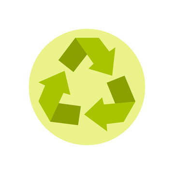 Recycling icon in flat style isolated on white background. Ecology symbol vector illustration