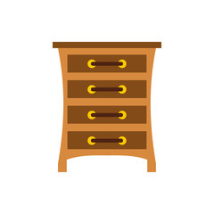 Chest of drawers icon in flat style isolated on white background. Furniture symbol vector illustration