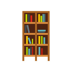 Shelf of books icon in flat style isolated on white background. Furniture symbol vector illustration