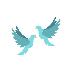 Doves icon in flat style isolated on white background. Bird symbol vector illustration