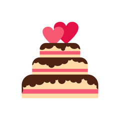 Wedding cake icon in flat style isolated on white background. Food symbol vector illustration