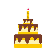Cake icon in flat style isolated on white background. Food symbol vector illustration