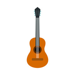 Guitar icon in flat style isolated on white background. Musical instrument symbol vector illustration