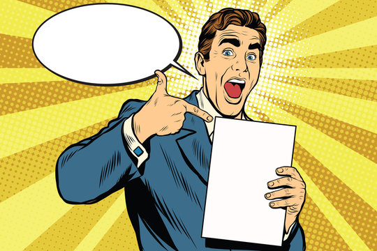 Fototapeta Happy male with the document or diploma