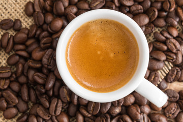 fresh espresso with a beautiful crema and strewn mediumly roaste
