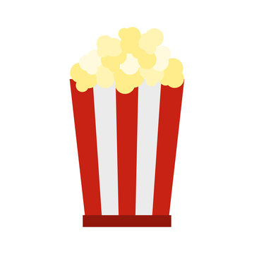 Popcorn icon in flat style isolated on white background. Food symbol vector illustration
