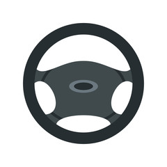 Car rudder icon in flat style isolated on white background. Spare parts symbol vector illustration