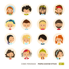People avatars collection. Set of Hipster avatar icons. Comic personages