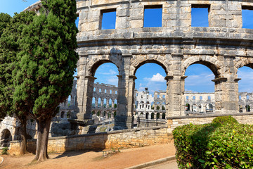 Fototapeta na wymiar Ancient Roman Amphitheater in Pula, Croatia, Europe