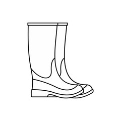 Rubber boots icon in outline style isolated on white background vector illustration