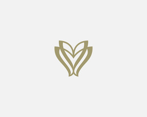 Linear flower logo icon vector design. Elegant butterfly premium symbol.