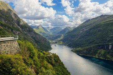 Fototapeta na wymiar Geiranger fjord, Beautiful Nature Norway. It is a 15-kilometre (