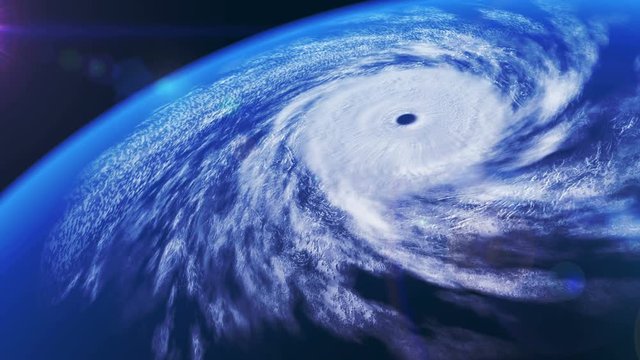 Hurricane over the ocean, 3D animation