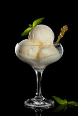 ice cream in a glass goblet