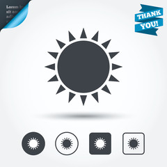 Sun icon. Sunlight summer symbol.
