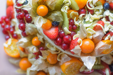 small part of the beautiful fruit wedding cake