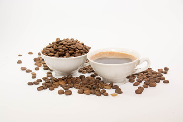 Coffe with Beans On White Background, Beans