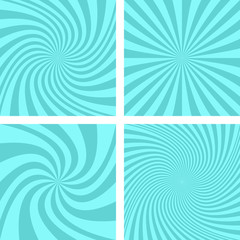 Cyan color spiral background design set