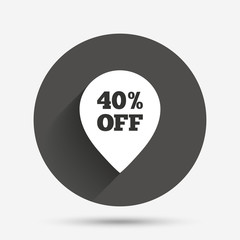40 percent sale pointer tag sign icon.