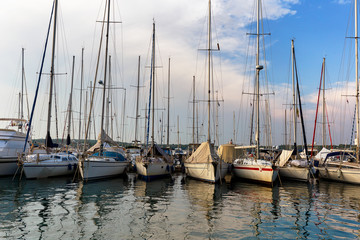 Fototapeta na wymiar Boats moored in port