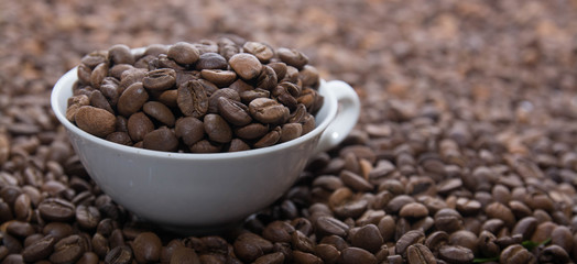 Cup with Beans on White Background