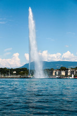 The landmark Jet d'Eau of Geneva, Switzerland