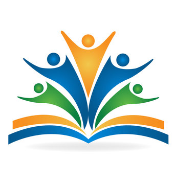 Book teamwork education logo
