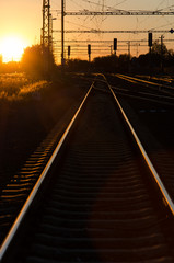 Fototapeta na wymiar Railway in sunset
