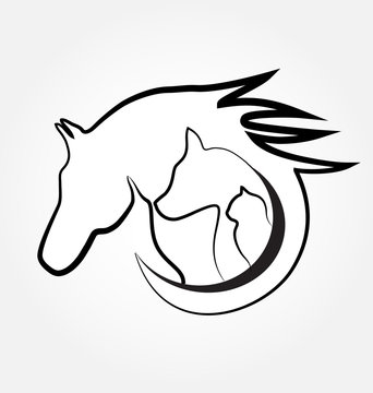 Logo horse cat and dog icon vector image