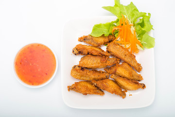 Fried Chicken Wings and Sweet Chilli sauce