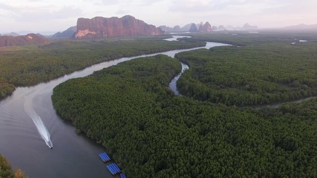 new view point in Phang Nga province at Baan Hinrom near Samed Nangshe view point photo from drone can see many islands in Phang Nga gulf