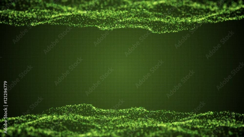 Poster smooth abstract animation with lots of glitter, glow and particles, natural wavy surface of the dots
