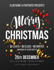 Merry Christmas Party Poster. Vector illustration