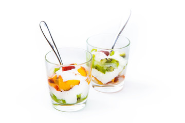 Healthy fruit salad with yoghurt