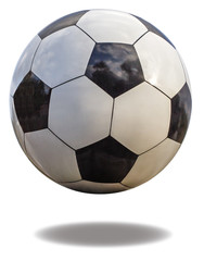Soccer ball closeup, isolated on white background