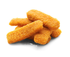 Tasty fish nuggets, isolated on white