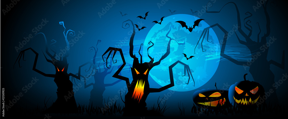 Wall mural Halloween, alberi, zucche, paura, tutti i santi