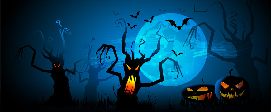 Halloween, alberi, zucche, paura, tutti i santi