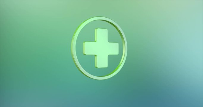 Animated Medical Cross Color 3d Icon Loop Modules for edit with alpha matte
